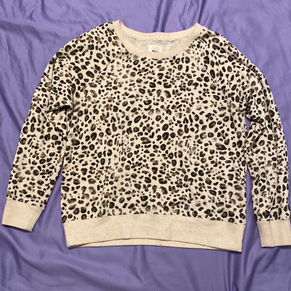 BILLABONG Top/Sweatshirt Beige/Brown/Black Leopard Print, Large